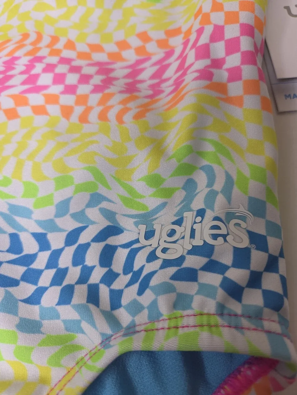 Dolphin Uglies Girls Rainbow Check One Piece Swimsuit Size 8 NWT